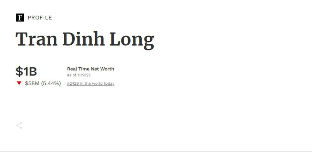 Cổ phiếu liên tục sụt giảm, ông Trần Đình Long sắp rớt khỏi danh sách tỷ phú USD - 2