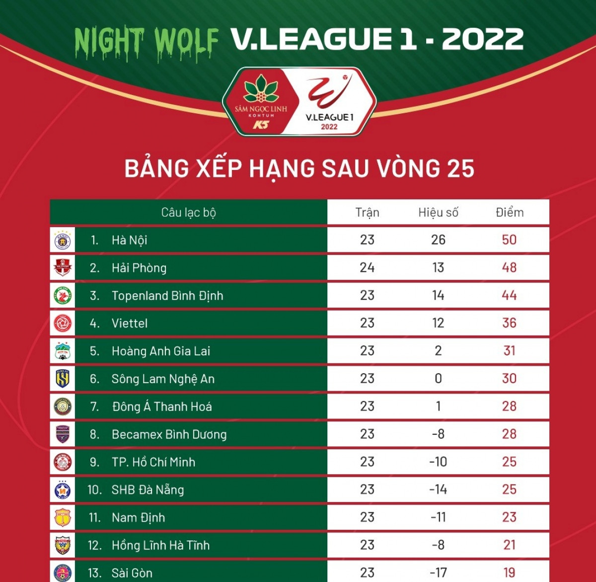 bang xep hang v-league 2022 moi nhat ha noi fc vo dich, cang thang dua tru hang hinh anh 1