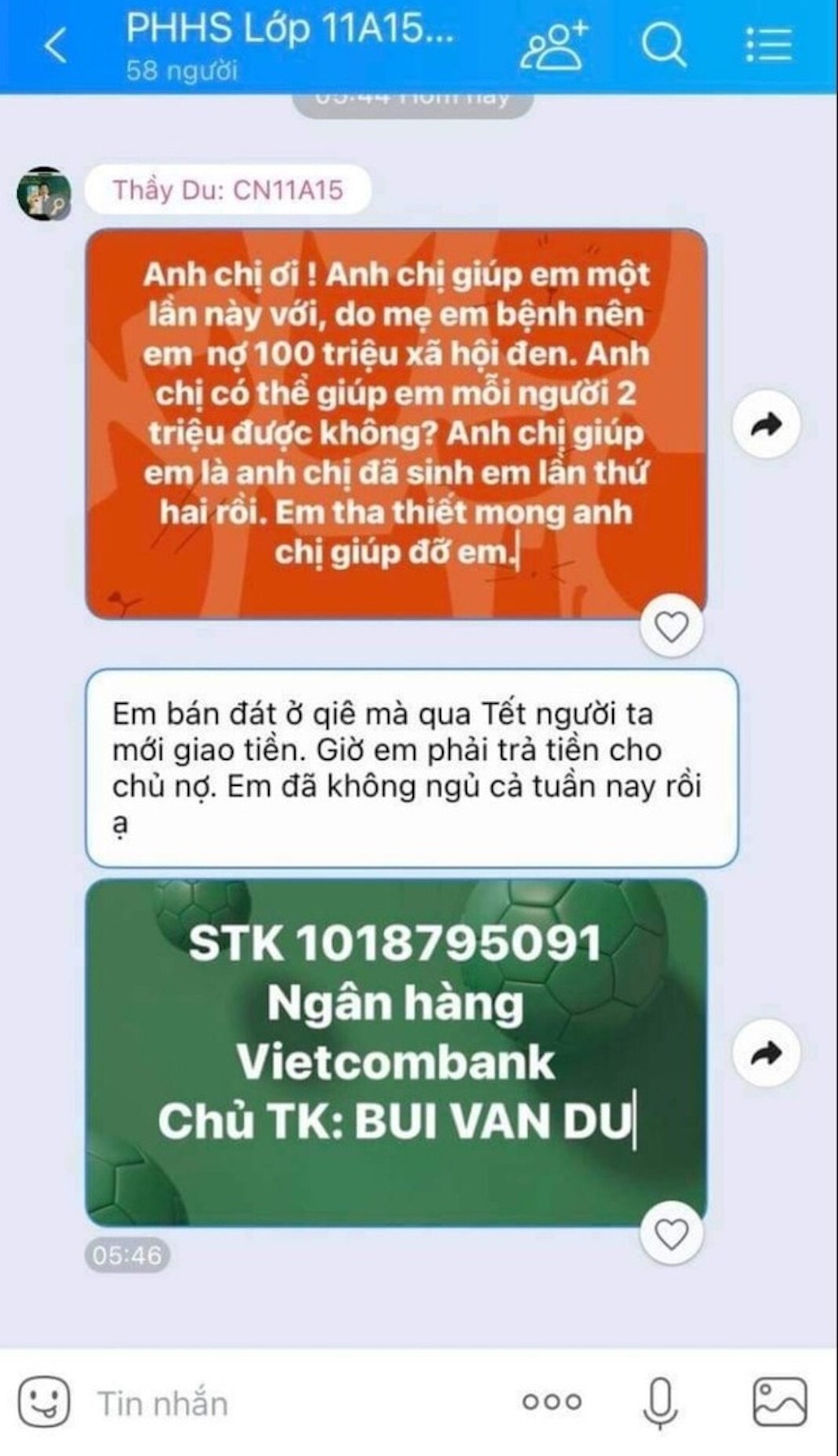 Thực hư giáo viên TP.HCM nhắn tin vay tiền phụ huynh trả nợ tín dụng đen - 2