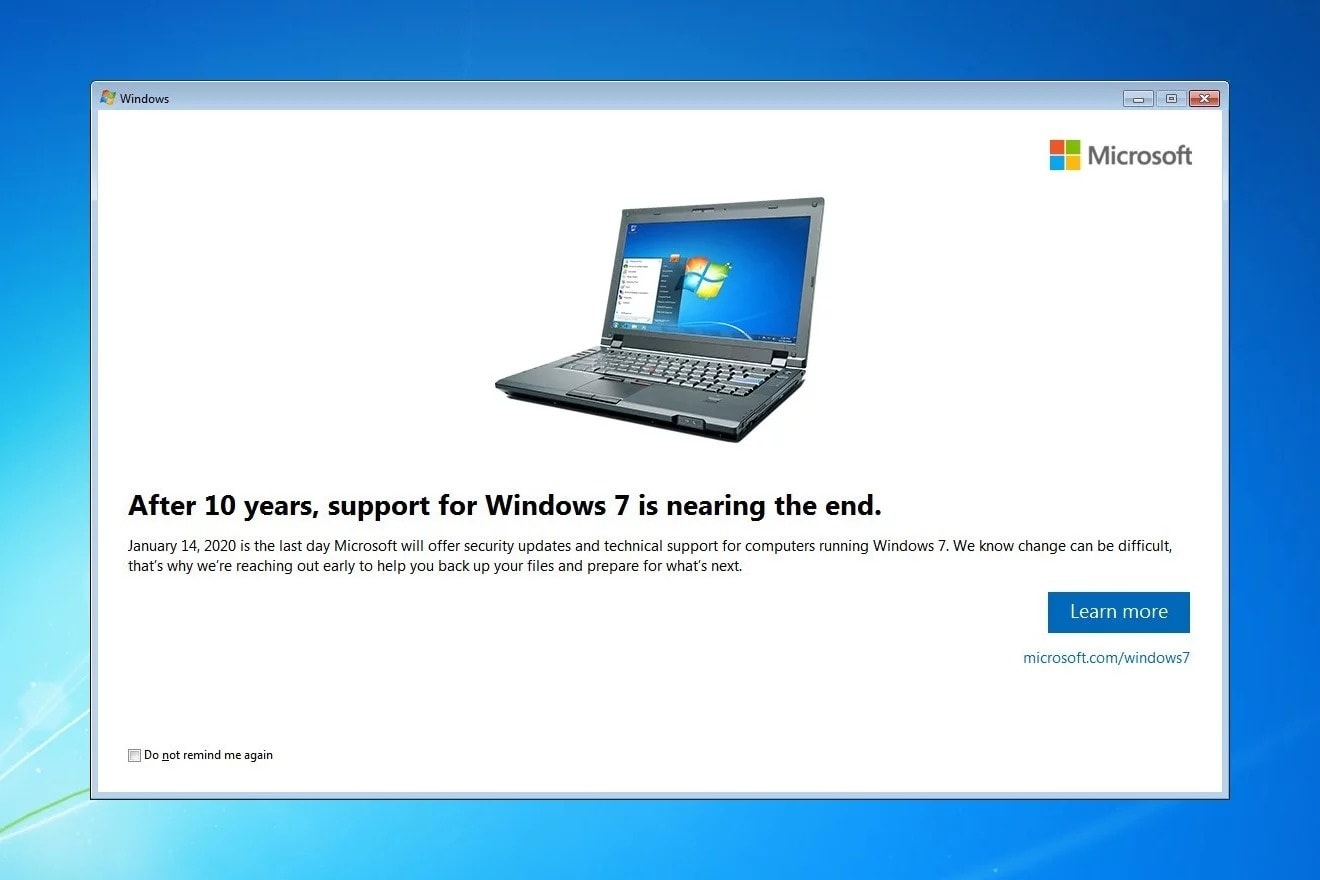 Microsoft ngừng hỗ trợ Windows 7 từ 10/1 - 2