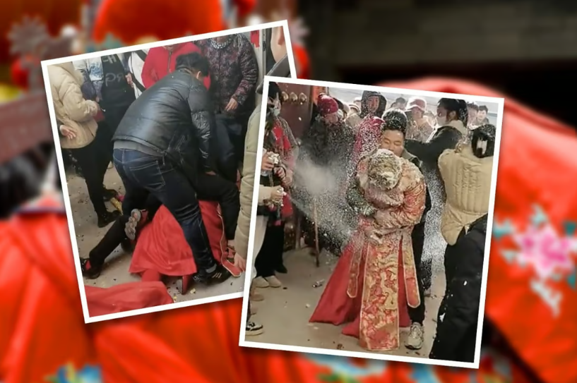 Dân mạng Trung Quốc phẫn nộ vì đám cưới bạo lực, cô dâu bị quấy rối - 1