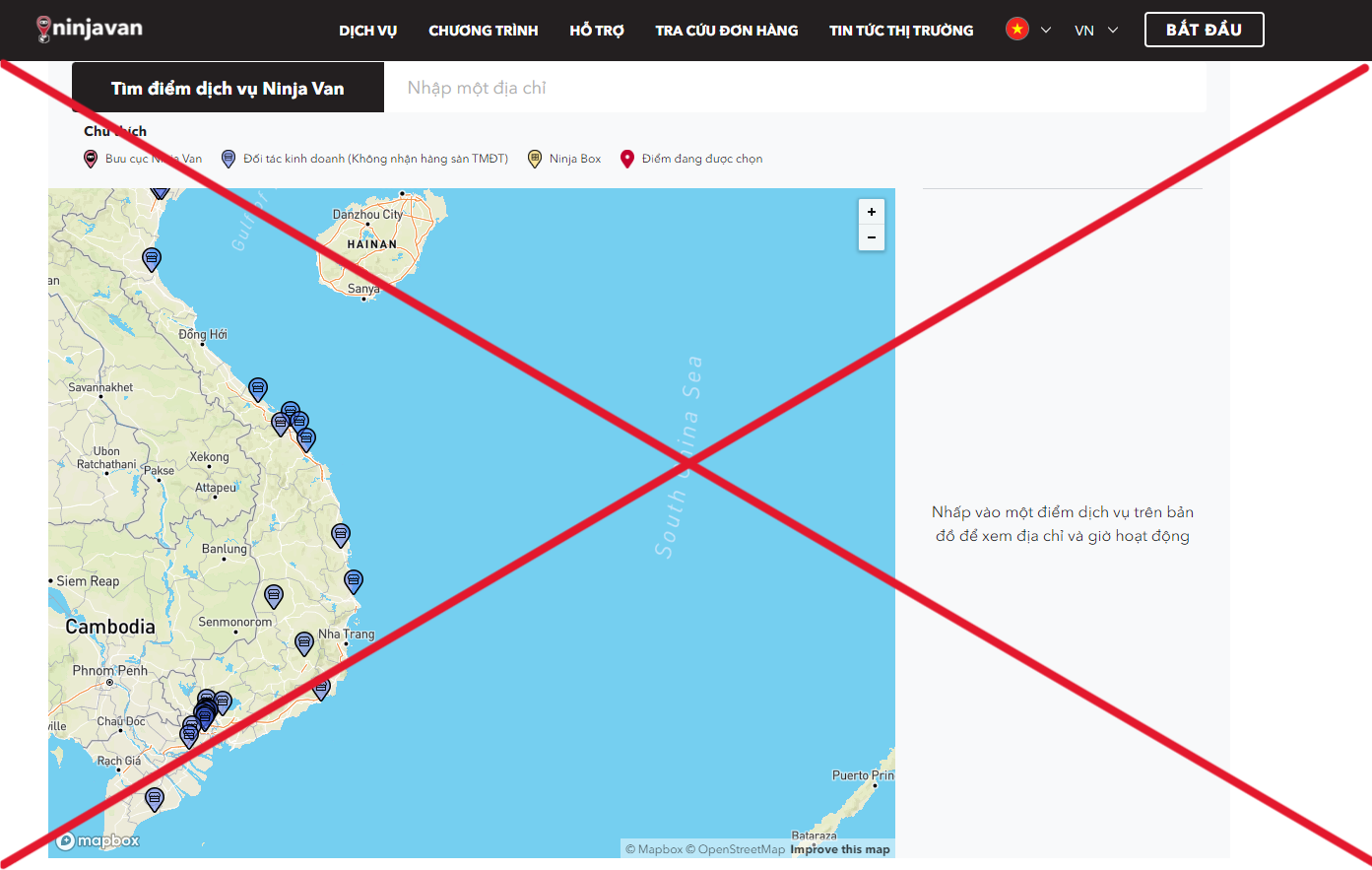 Hãng vận chuyển Ninja Van sử dụng bản đồ sai chủ quyền biển đảo Việt Nam - 1