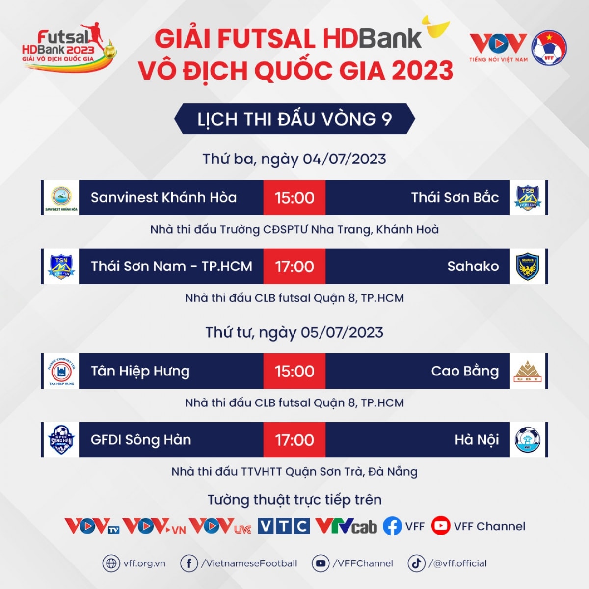 lich thi dau futsal hdbank vDqg 2023 hom nay 5 7 tan binh so tai hinh anh 1