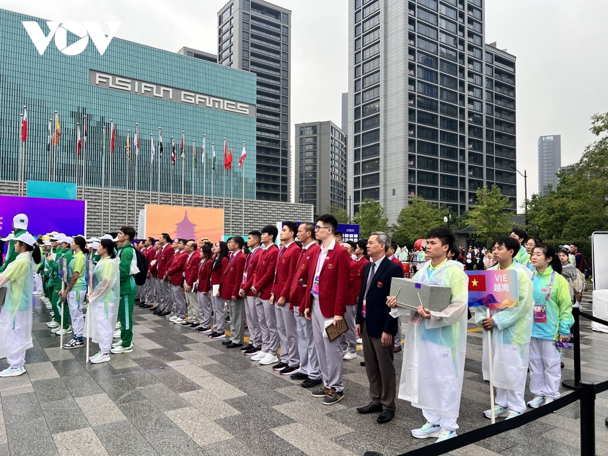 lễ thượng cờ của Đoàn thể thao việt nam tại asiad 19 hình ảnh 1 le thuong co cua Doan the thao viet nam tai asiad 19 hinh anh 1