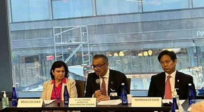 Tổng Giám đốc Tổ chức Y tế Thế giới (WHO), Tiến sĩ Tedros Adhanom Ghebreyesus phát biểu tại Cuộc họp Cuộc họp Chiến lược Cấp cao về việc thành lập Hội đồng Thúc đẩy tiến trình Phát triển vắc xin phòng ngừa lao.