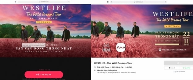 canh bao thu doan gia mao website ban ve concert westlife chiem doat tai san hinh anh 1