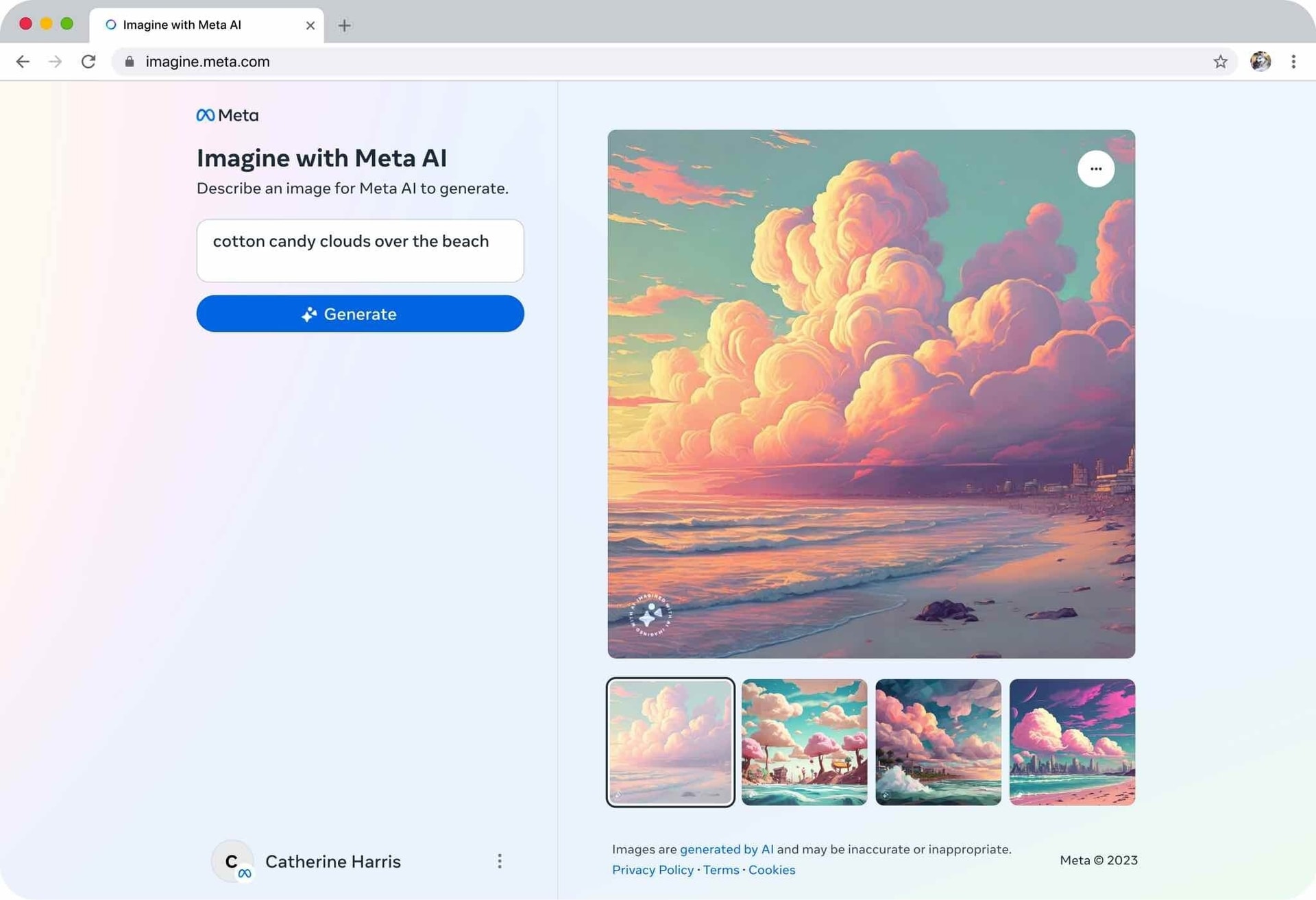 AI tạo hình ảnh chạy độc lập trên nền web của Meta.
