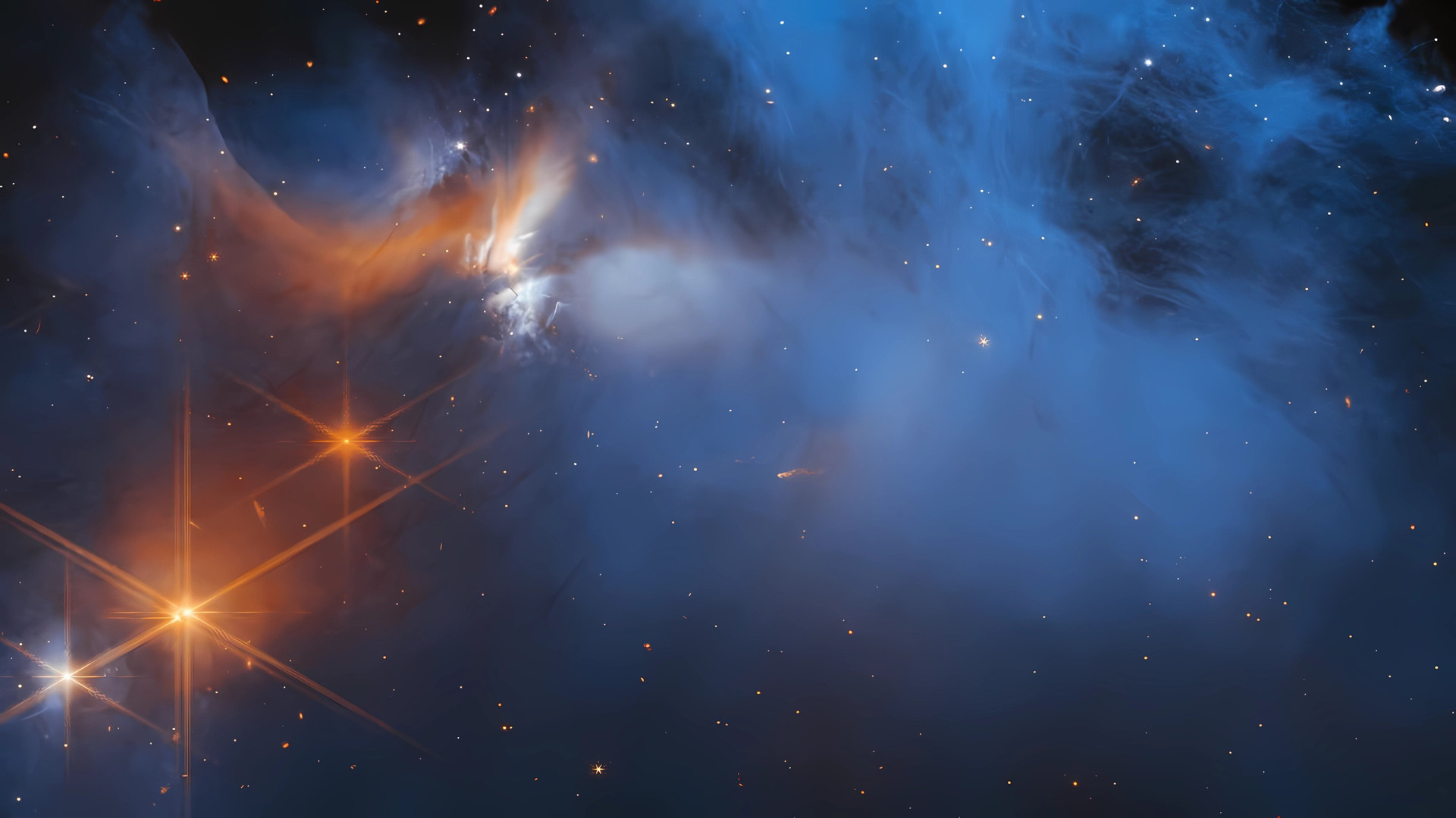 Nhìn sâu vào  đám mây phân tử giữa các vì sao có tên Chameleon I, James Webb đã xác định được khối băng lạnh nhất trong vũ trụ có nhiệt độ cực lạnh tới âm 263 độ C. (Ảnh: NASA)