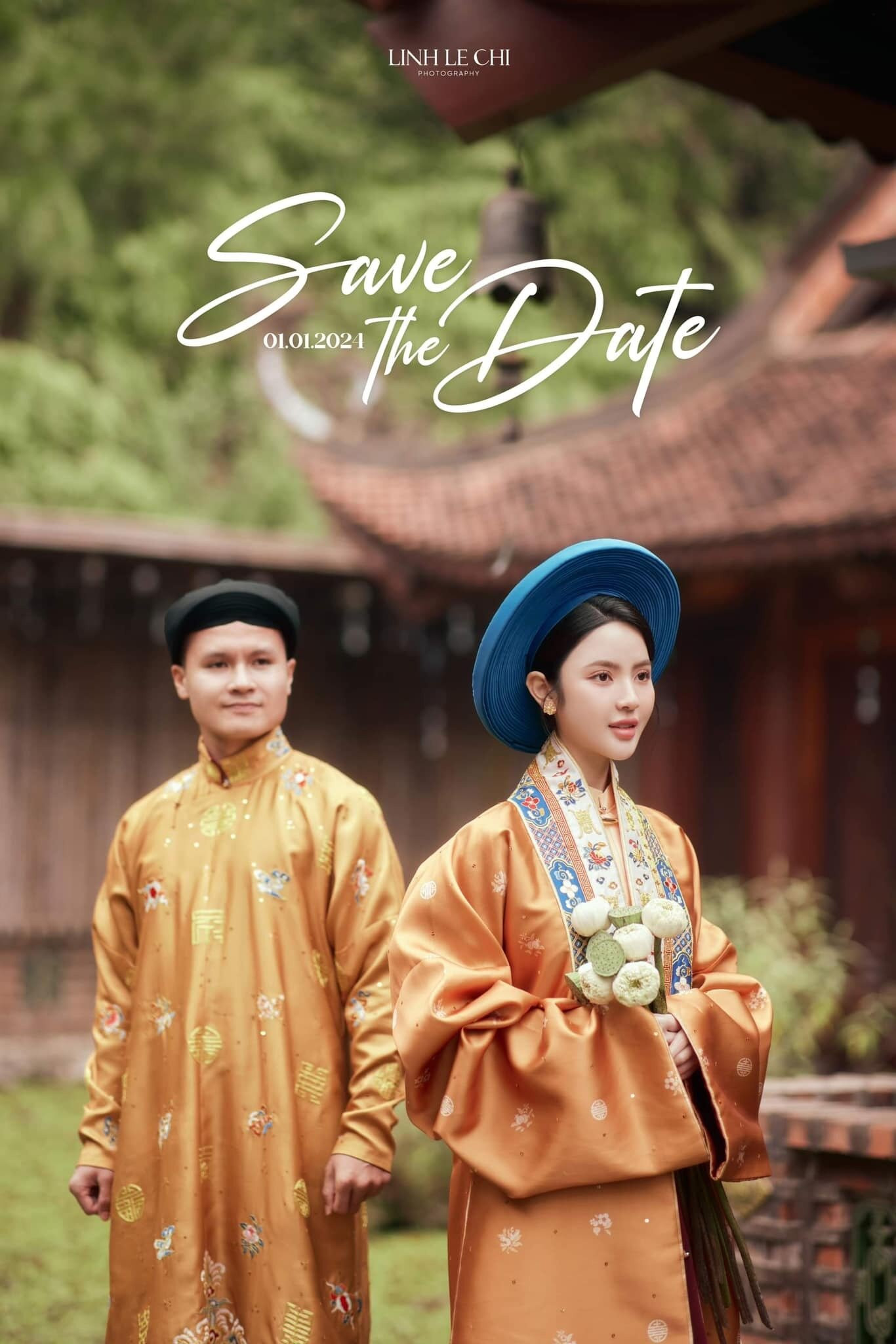 Ảnh cưới của Nguyễn Quang Hải và Chu Thanh Huyền. (Ảnh: Linh Lê Chí)