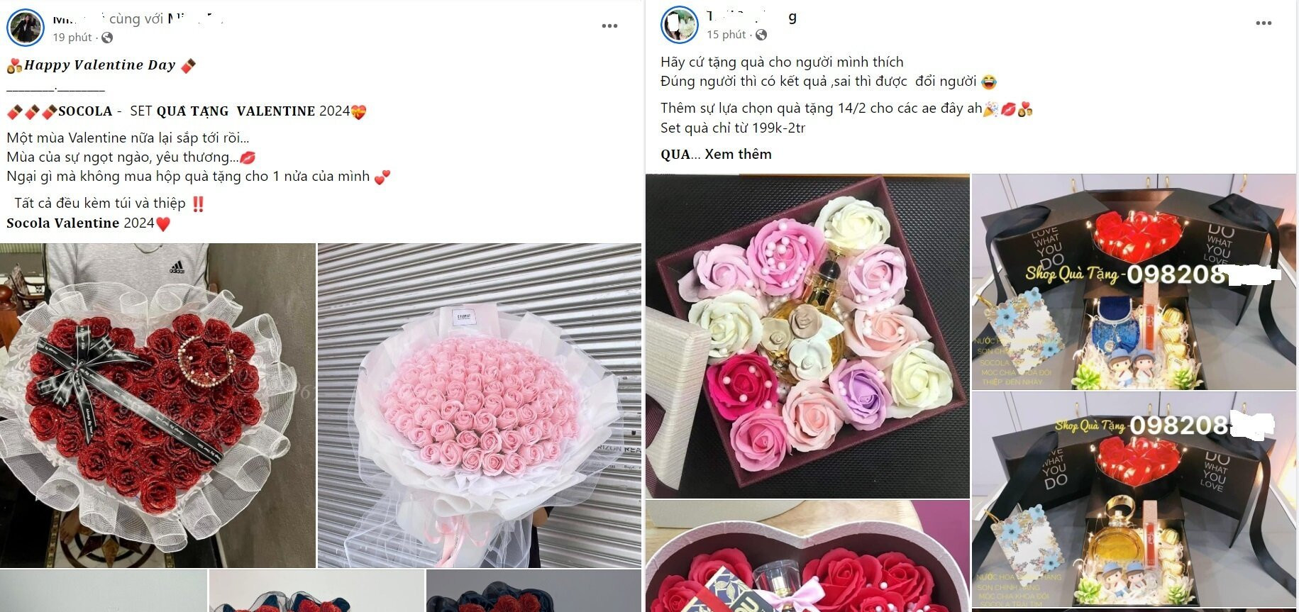 Nhiều sản phẩm quà tặng Valentine được rao bán tràn ngập các chợ mạng. (Ảnh chụp màn hình)