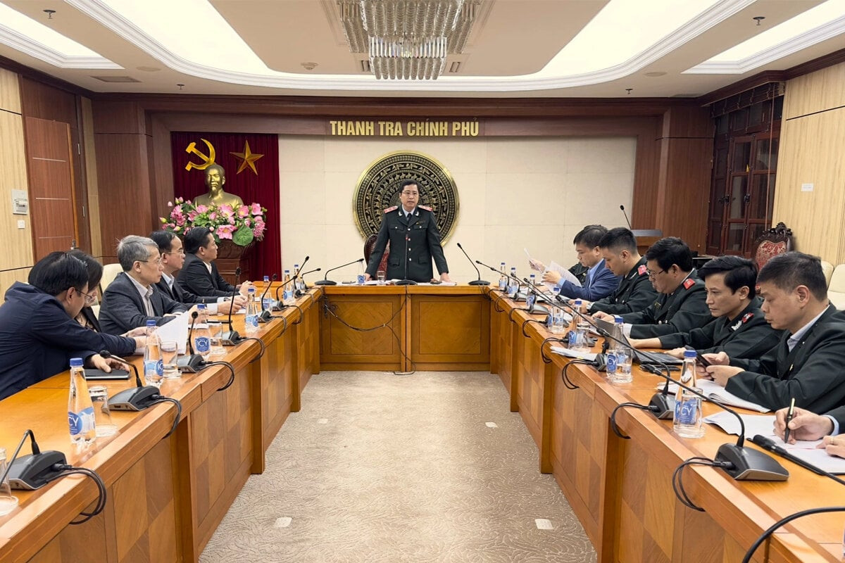 Phó Tổng Thanh tra Chính phủ Dương Quốc Huy chủ trì buổi công bố kết luận thanh tra tại tỉnh Ninh Bình. (Ảnh: TTCP)