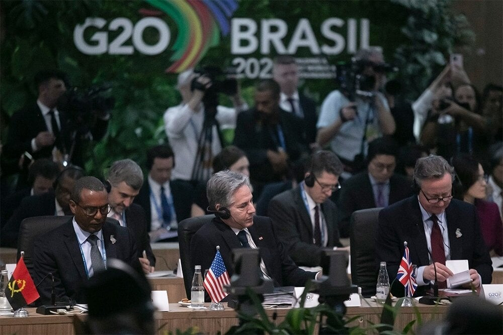 Đói nghèo, biến đổi khí hậu và các căng thẳng gia tăng trên toàn cầu là trọng tâm Hội nghị Ngoại trưởng G20 khai mạc ngày 21/2 tại Rio de Janeiro. (Ảnh: AP)