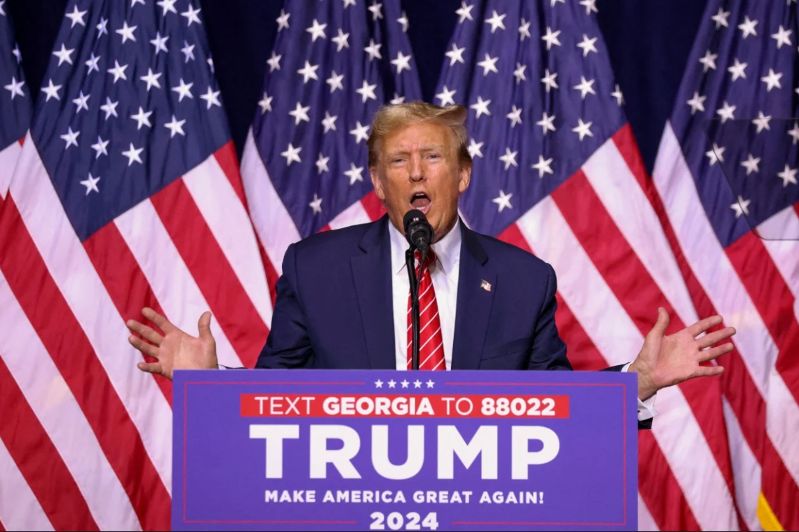 Cựu Tổng thống Mỹ Donald Trump phát biểu trong một cuộc vận động tranh cử ở Georgia, ngày 9/3. (Ảnh: Reuters)