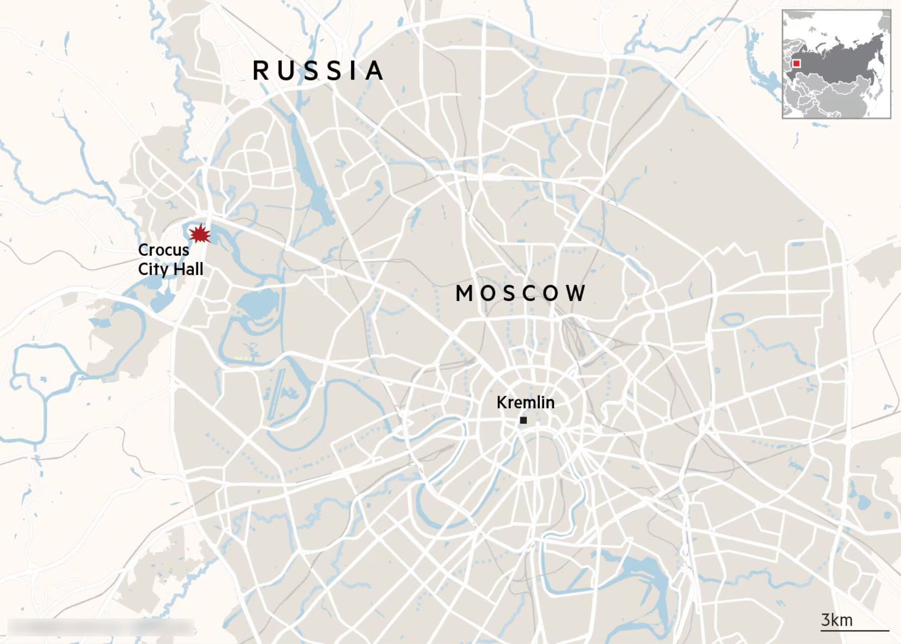 Vị trí xảy ra vụ khủng bố nằm ở ngoại ô Moskva.