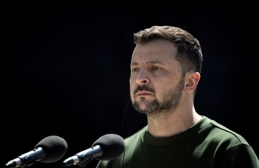 Tổng thống Ukraine Volodymyr Zelensky trong một bài phát biểu. (Ảnh: Reuters)