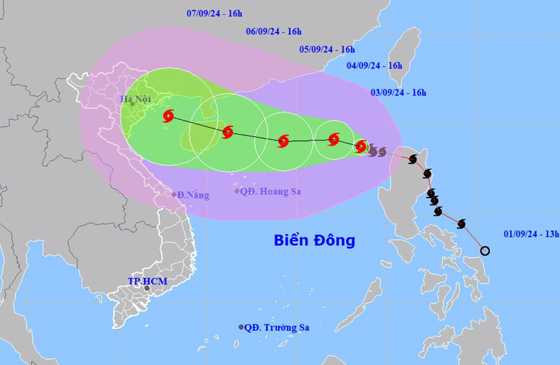 Dự báo đường đi và cường độ của bão số 3. (Nguồn: NCHMF)