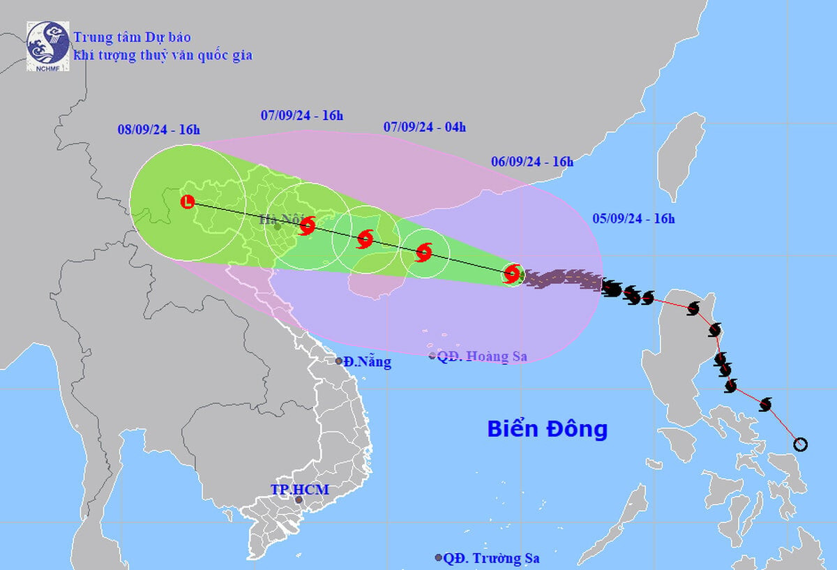 Dự báo vị trí và hướng di chuyển siêu bão Yagi