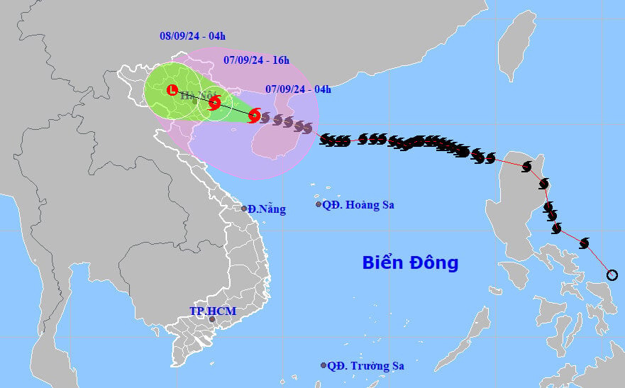 Đường đi của cơn bão số 3 (Yagi) cập nhật lúc 5h ngày 7/9