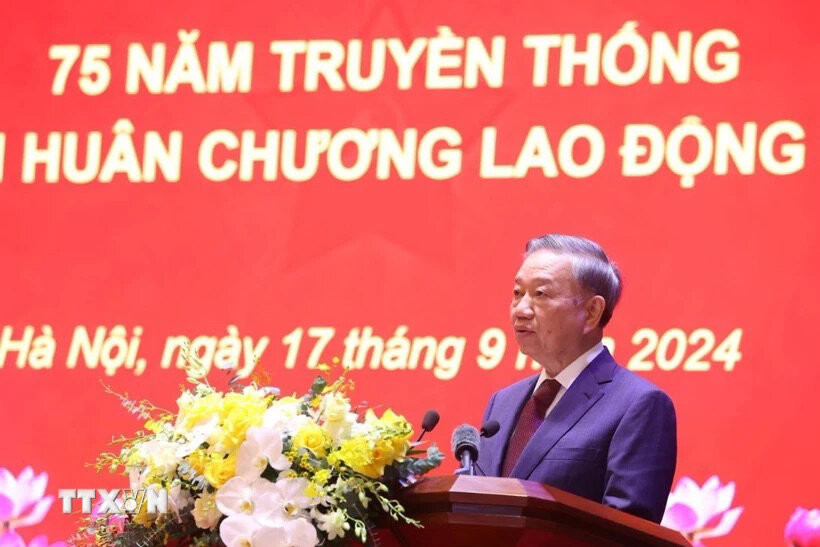 Giáo sư Tiến sỹ Tô Lâm, Tổng Bí thư, Chủ tịch nước phát biểu chỉ đạo. (Ảnh: Văn Điệp/TTXVN)