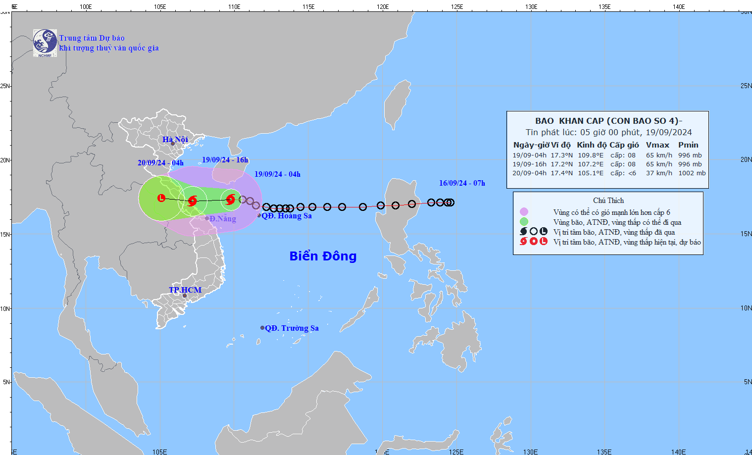 Ap thap nhiet doi manh len thanh bao so 4, cach Da nang 210km ve phia Dong bac hinh anh 1