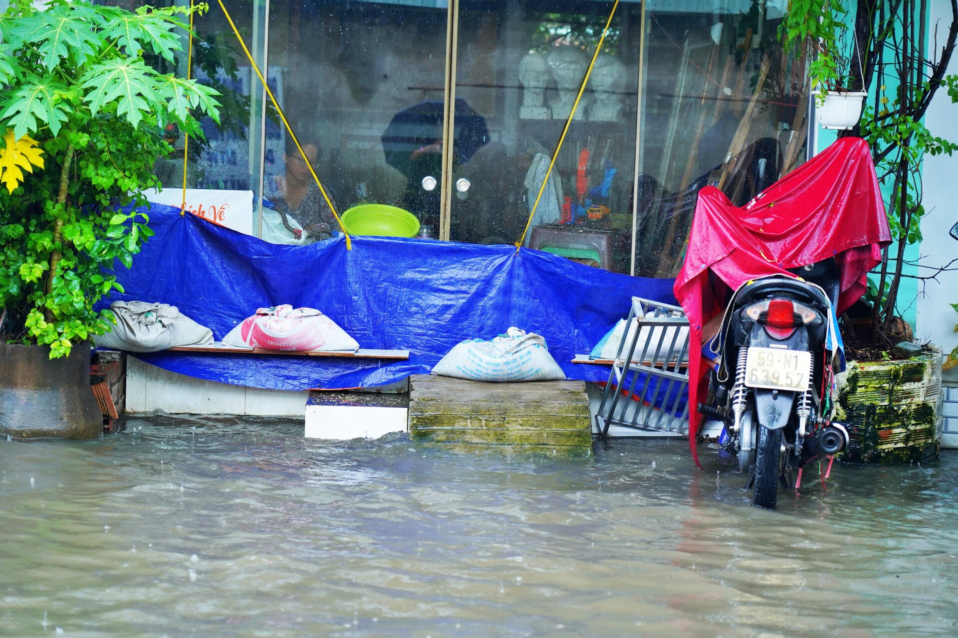 TP.HCM: Mưa kéo dài 5 tiếng, ô tô chết máy, người dân bì bõm lội giữa biển nước - 11