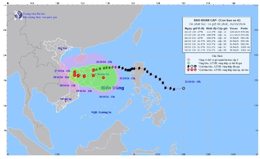 bao so 6 cach Da nang khoang 440km, quang binh den quang ngai mua rat to tu toi nay hinh anh 1