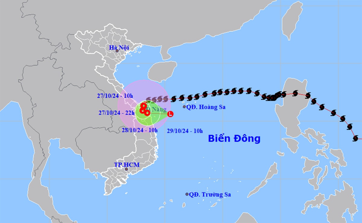 Dự báo đường đi, khu vực ảnh hưởng của bão số 6. (Nguồn: NCHMF)