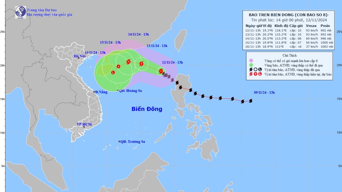 bao so 8 di chuyen theo huong tay bac, cuong do suy yeu dan hinh anh 1