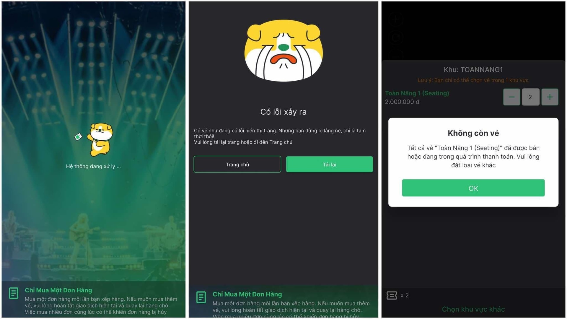 Hệ thống bán vé liên tục gặp lỗi.