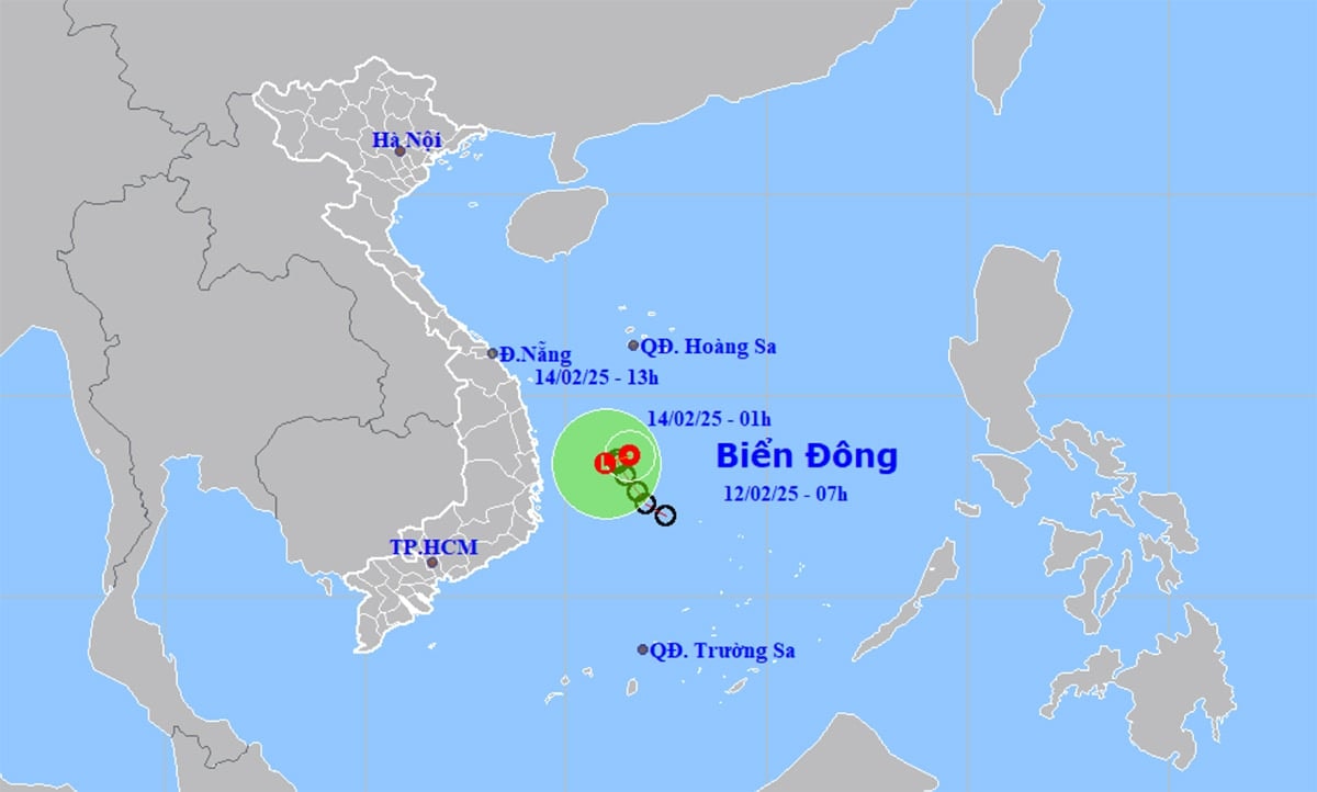 Dự báo đường đi và khu vực ảnh hưởng của áp thấp nhiệt đới. (Nguồn: NCHMF)