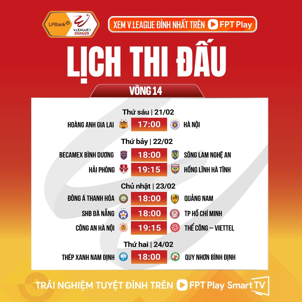 lich thi dau va truc tiep vong 14 v-league 2024 2025 cang nhu day dan hinh anh 1