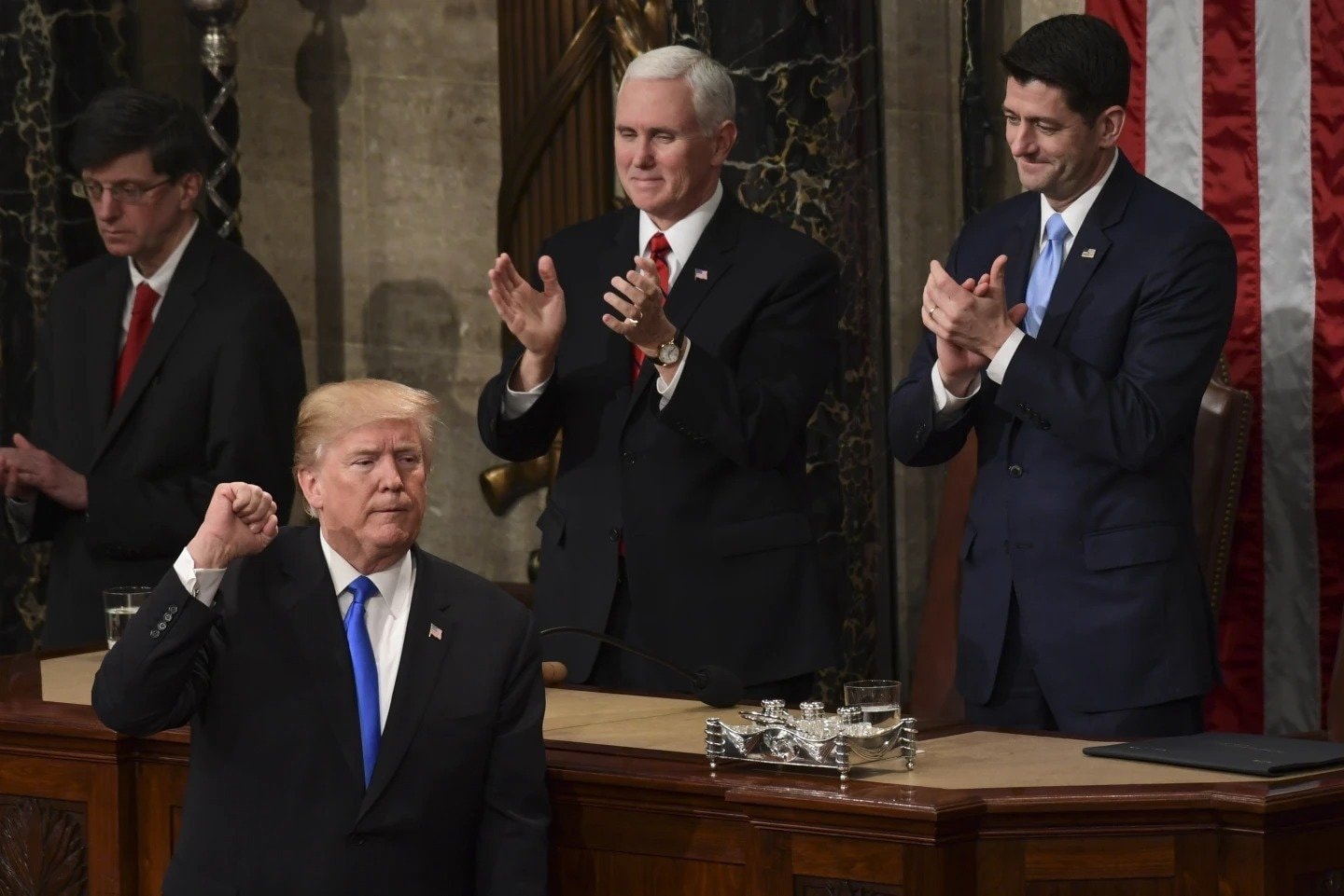 Tổng thống Mỹ Donald Trump trong bài phát biểu liên bang nhiệm kỳ thứ nhất, năm 2018.