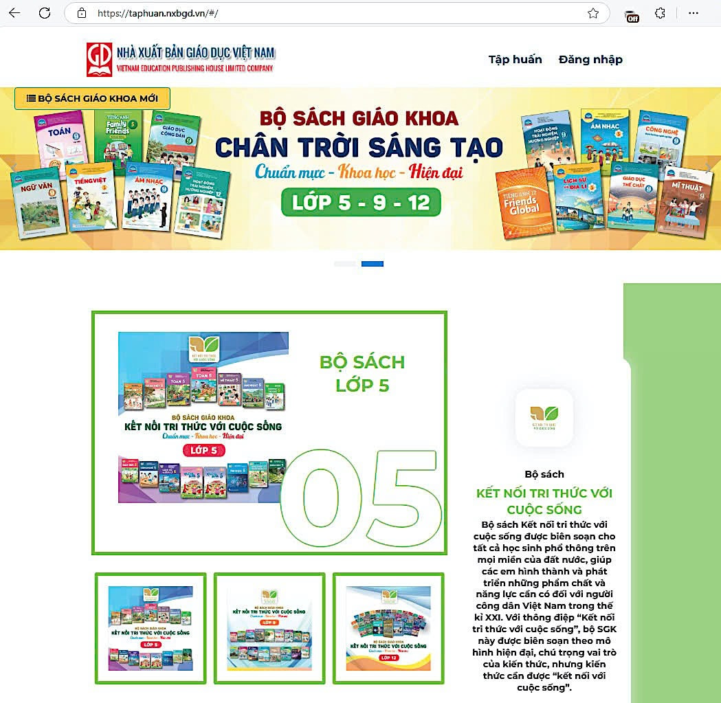 Web sách giáo khoa điện tử của Nhà xuất bản Giáo dục Việt Nam.