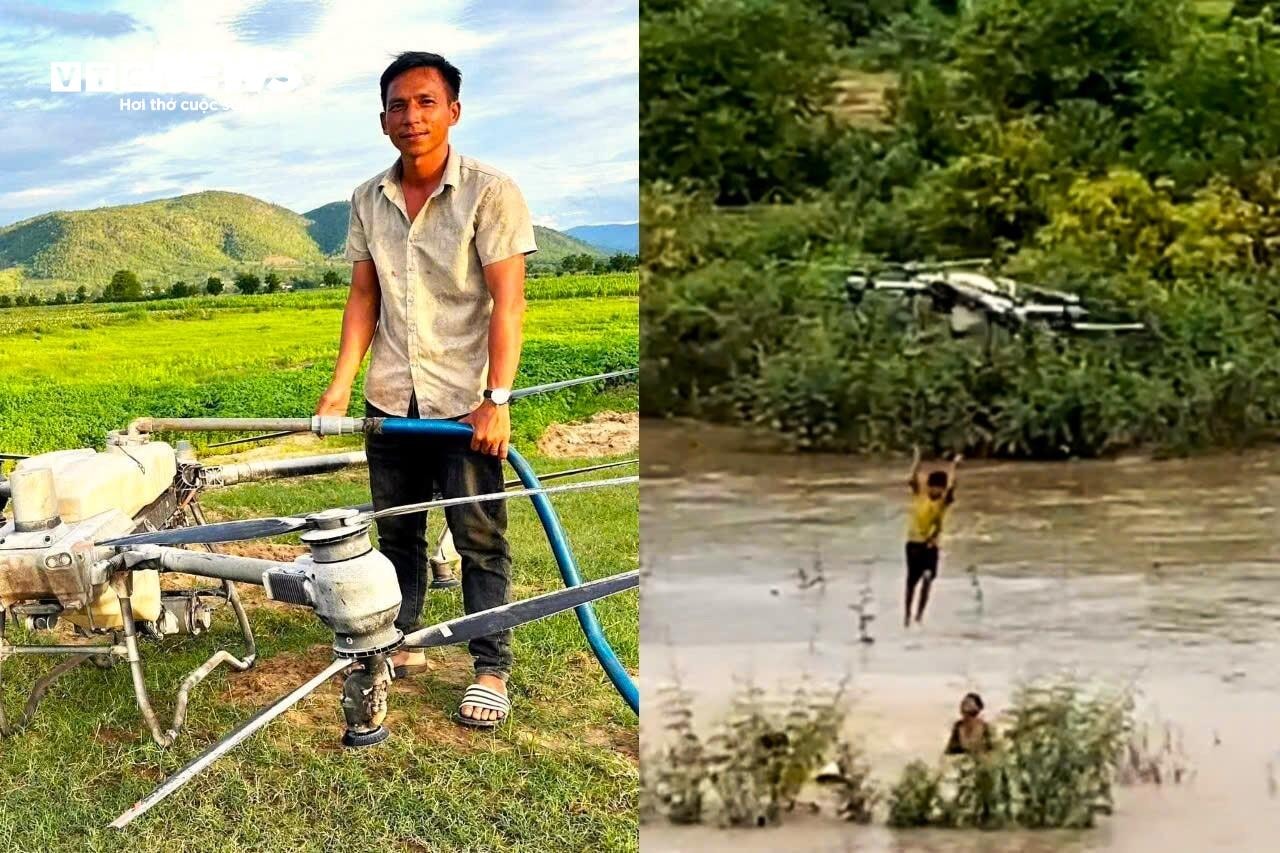 Anh Trần Văn Nghĩa, người có hành động dùng máy bay không người lái (drone) cứu 2 trẻ em giữa dòng nước lũ trên dòng sông Ba.