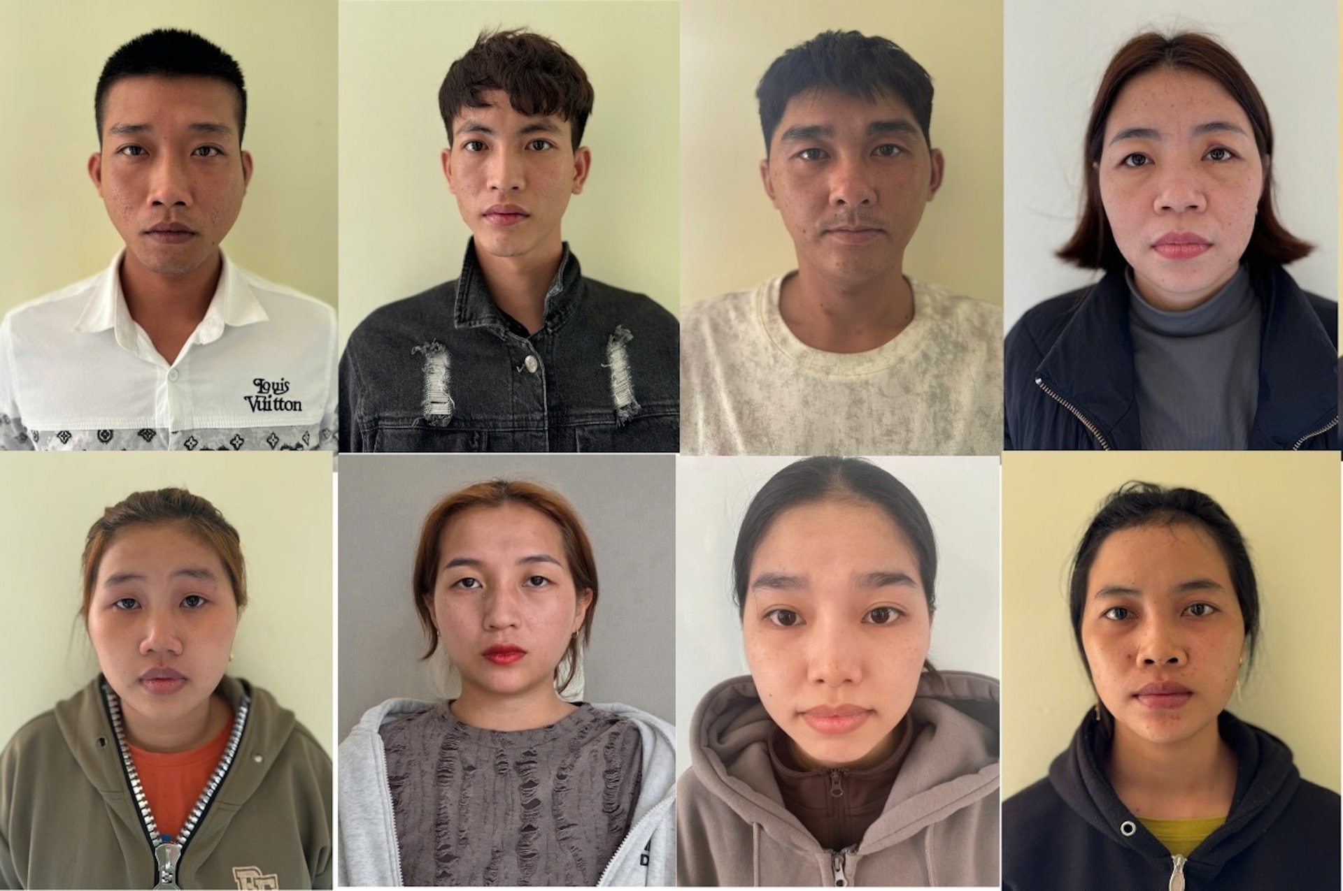 Những kẻ tội phạm trong chuyên án CDDA1 bị bắt giữ. (Ảnh: Công an Quảng Trị)