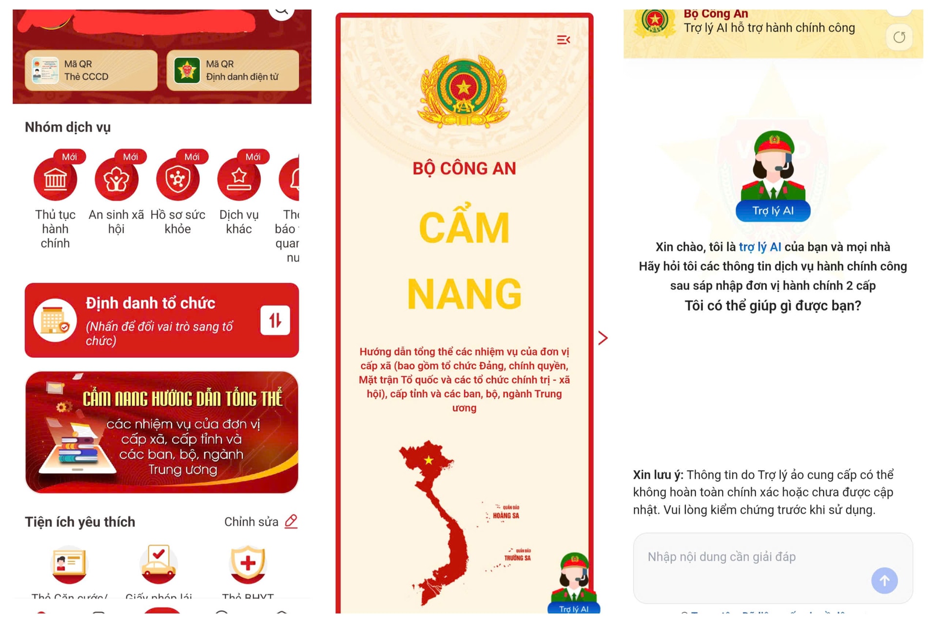 Cẩm nang hướng dẫn tổng thể các nhiệm vụ của đơn vị cấp xã, cấp tỉnh và các ban, bộ, ngành Trung ương trên VNeID có tích hợp trợ lý ảo AI. (Ảnh: Minh Hoàn)