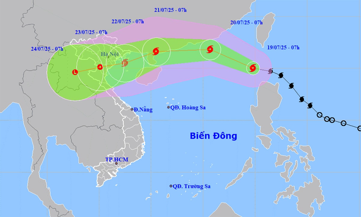 Dự báo đường đi, khu vực ảnh hưởng của bão số 3. (Nguồn: NCHMF)