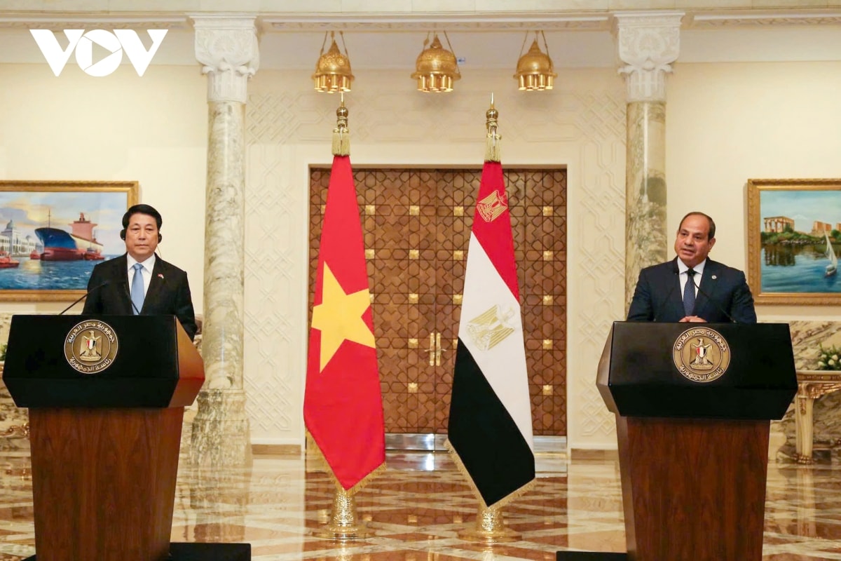 chủ tịch nước lương cường và tổng thống abdel fattah al-sisi gặp gỡ báo chí hình ảnh 1 chu tich nuoc luong cuong va tong thong abdel fattah al-sisi gap go bao chi hinh anh 1