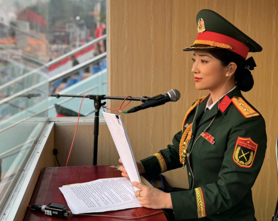 Thượng úy Ngọc Hân từng hai lần góp mặt trong các sự kiện diễu binh trọng đại tại Điện Biên.