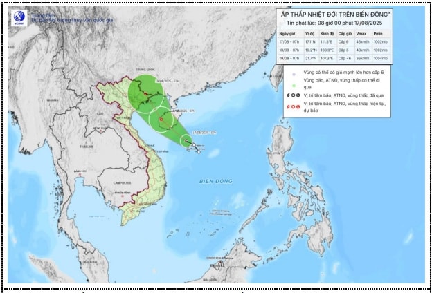 Ap thap nhiet doi tren vung bien phia tay bac dac khu hoang sa hinh anh 1