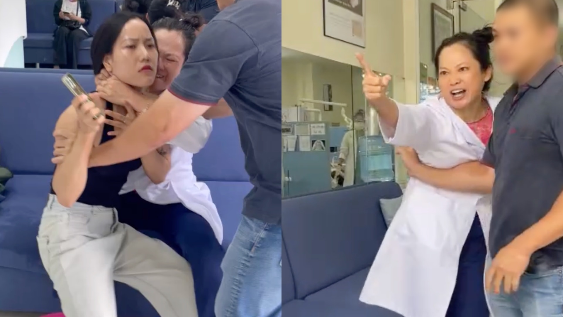 Chủ cơ sở nha khoa bóp cổ, lấy gậy sắt đánh khách hàng.