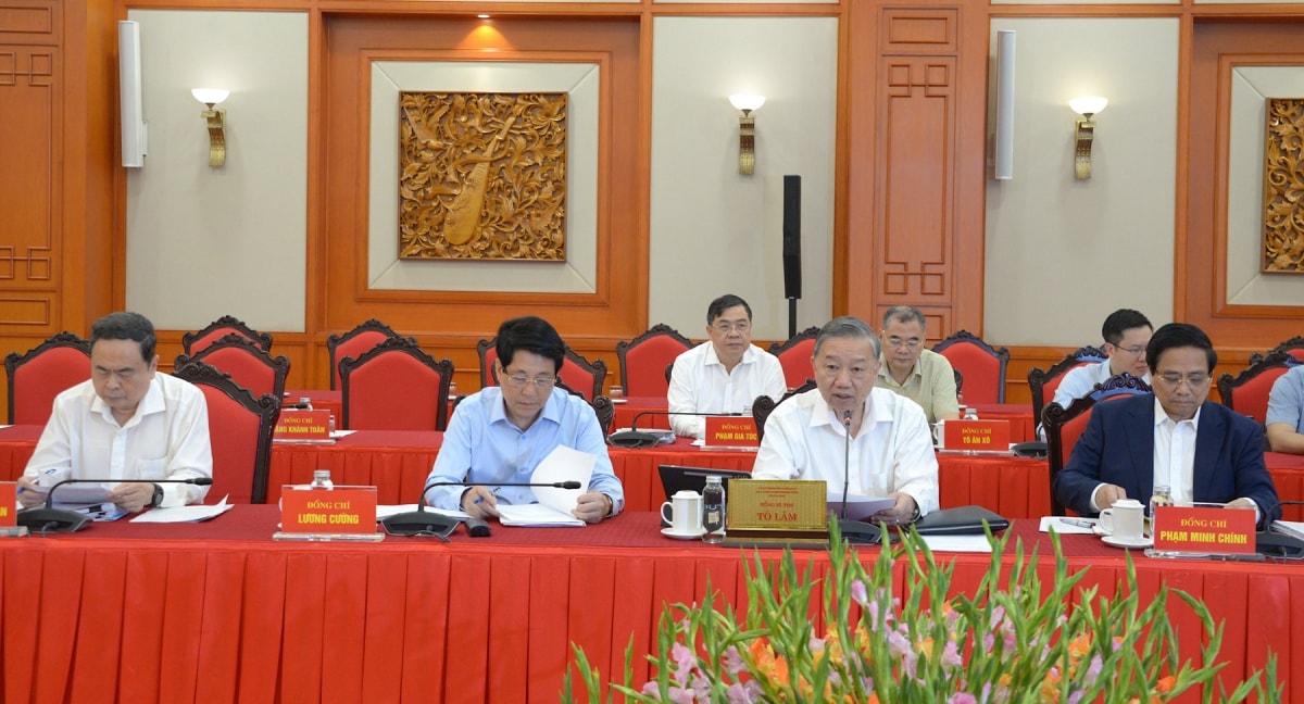 bo chinh tri lam viec voi ban thuong vu Dang uy cac co quan Dang trung uong hinh anh 1