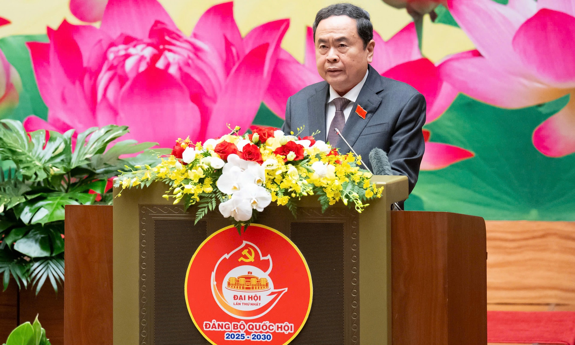 Bí thư Đảng ủy, Chủ tịch Quốc hội Trần Thanh Mẫn phát biểu khai mạc Đại hội. (Ảnh: quochoi.vn)