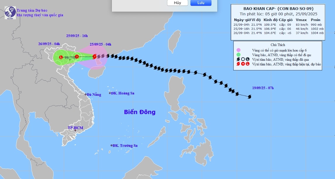 bao so 9 ragasa giam xuong cap 9, giat cap 11, cach mong cai khoang 120km hinh anh 1