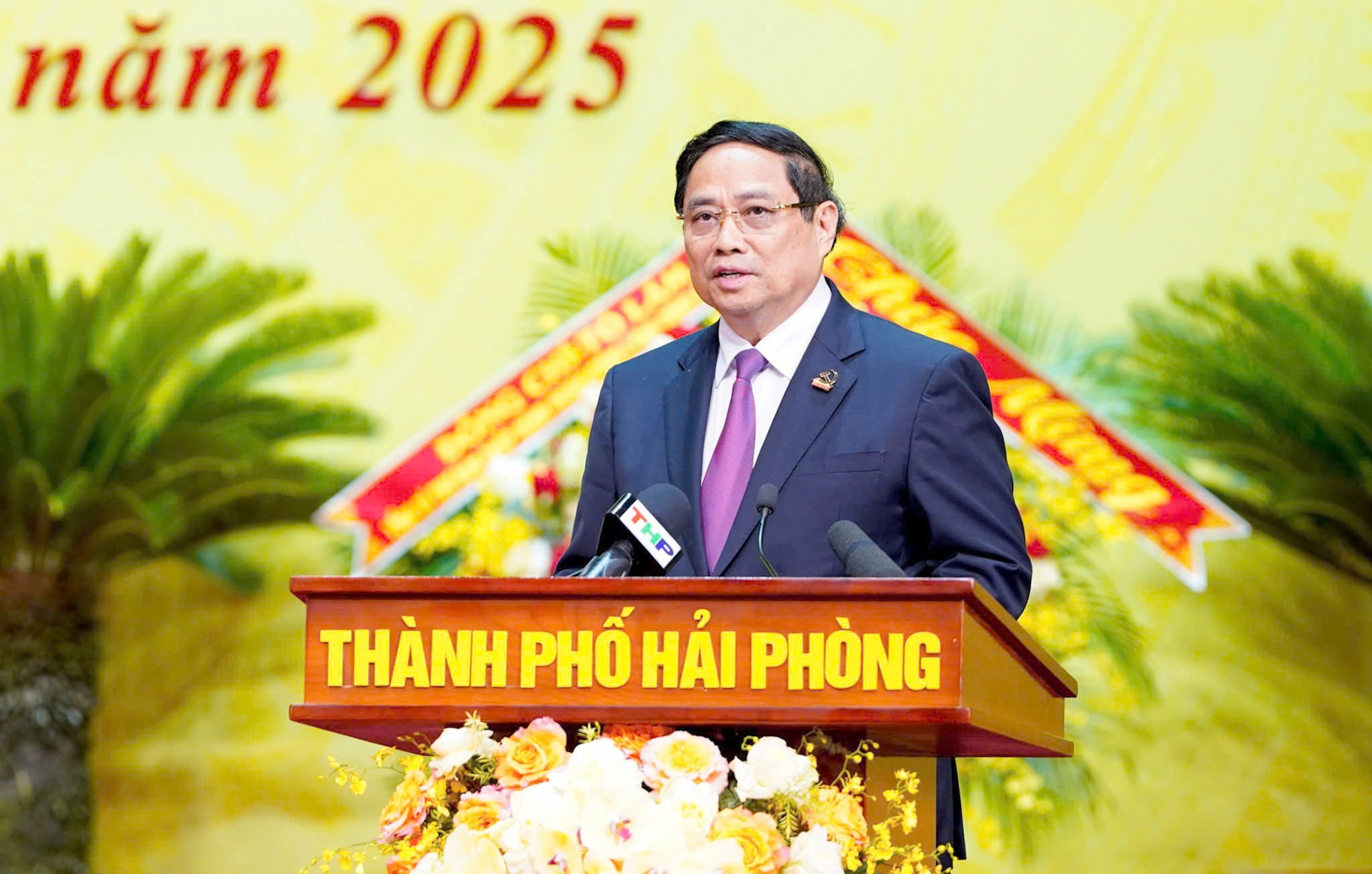 Thủ tướng Phạm Minh Chính phát biểu tại Đại hội Đại biểu Đảng bộ TP Hải Phòng lần thứ I, nhiệm kỳ 2025 - 2030 diễn ra sáng 27/9.