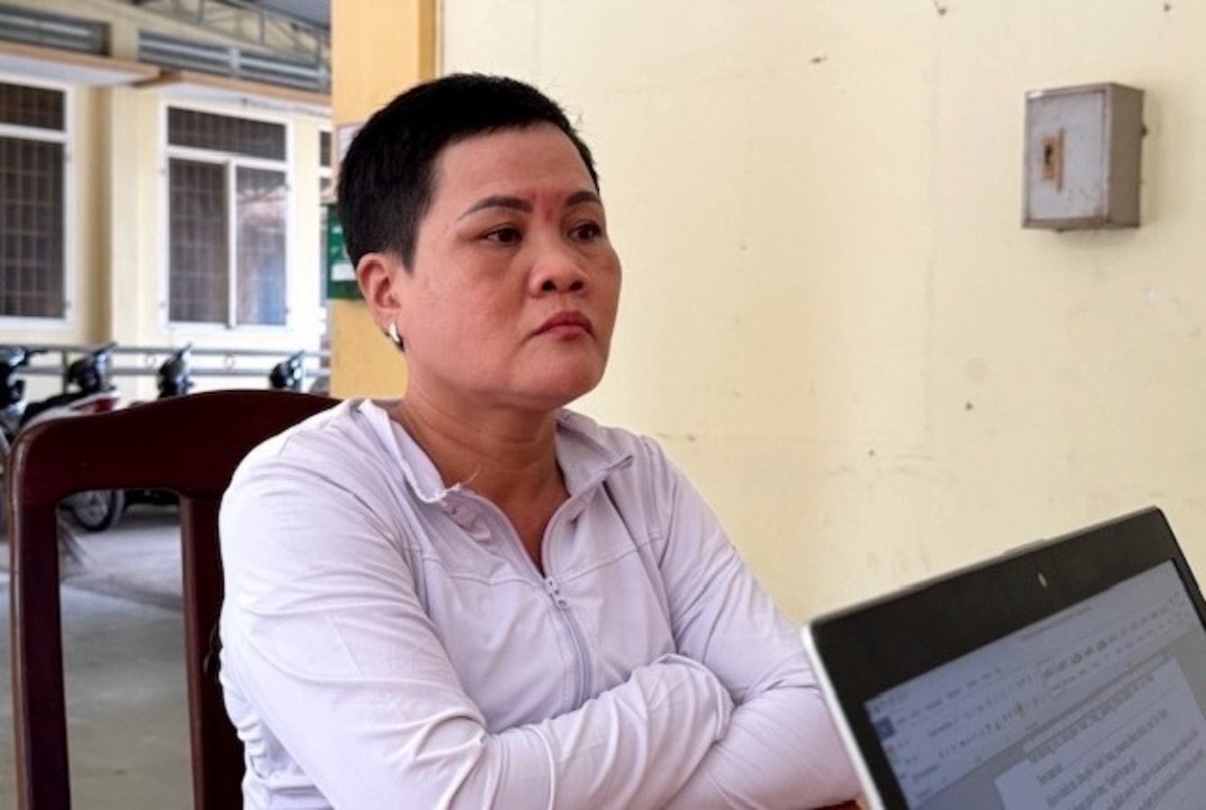 Nguyễn Thị Bích tại cơ quan điều tra. (Ảnh: Công an cung cấp)