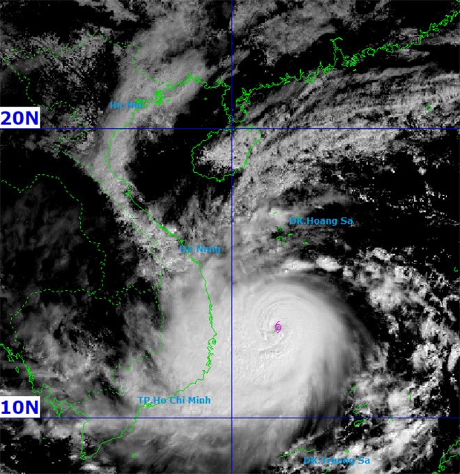 Bão số 13 Kalmaegi đã mạnh lên cấp 15. (Nguồn: NCHMF)