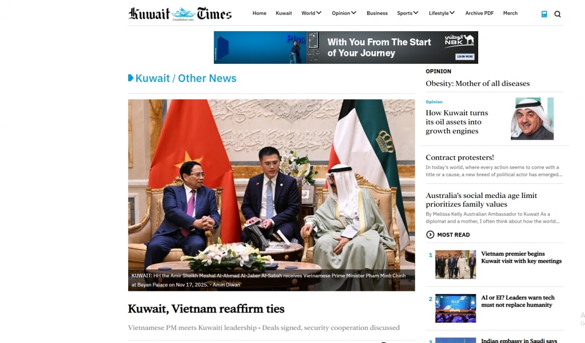 truyen thong kuwait dua tin dam net ve chuyen tham cua thu tuong pham minh chinh hinh anh 2