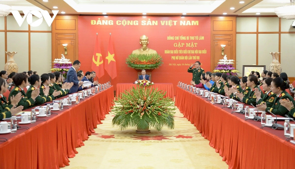 Tổng Bí thư Tô Lâm chủ trì buổi gặp mặt Đoàn đại biểu tiêu biểu dự Đại hội đại biểu phụ nữ quân đội lần thứ 8.
