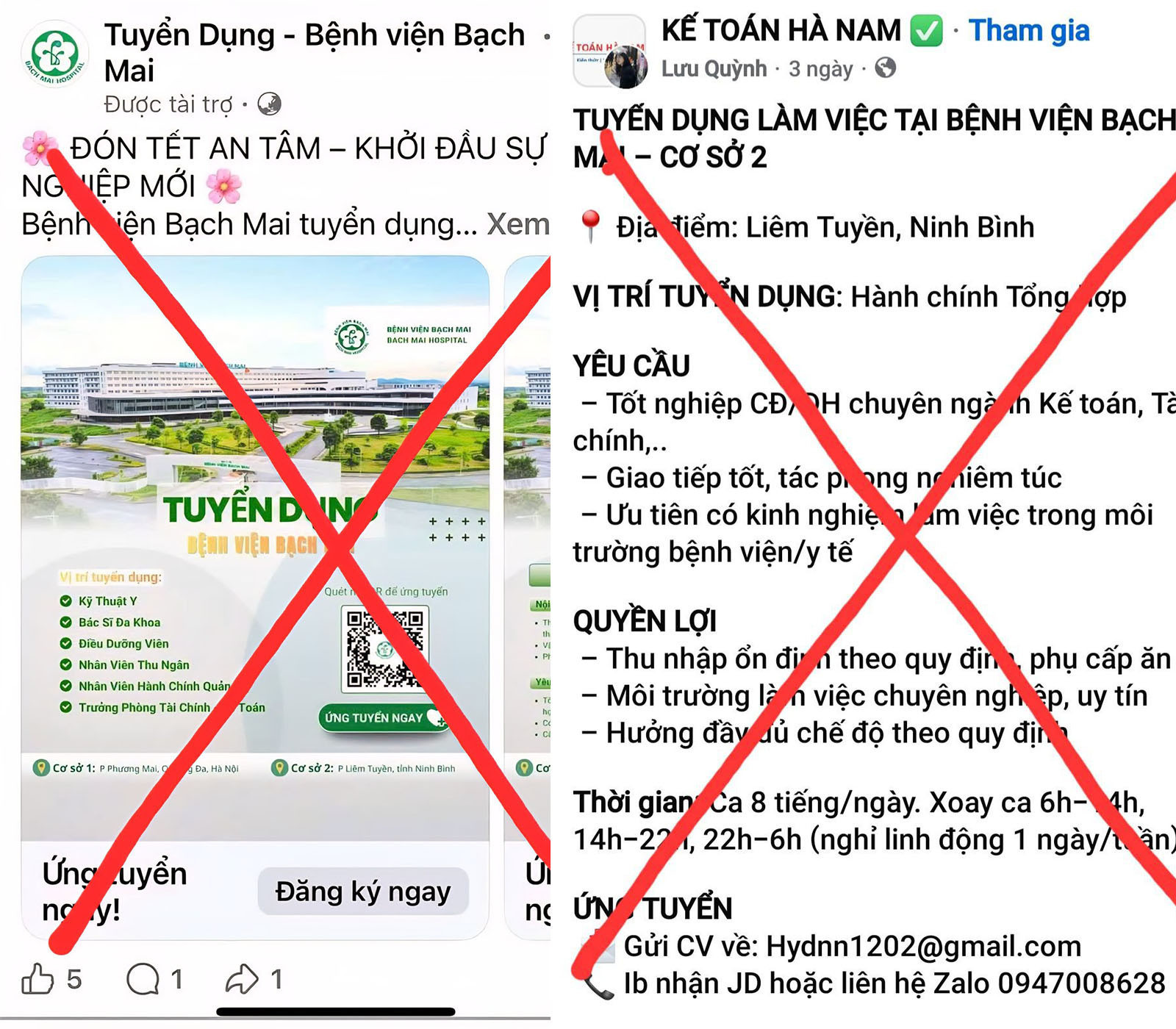 Fanpage giả mạo bệnh viện Bạch Mai.